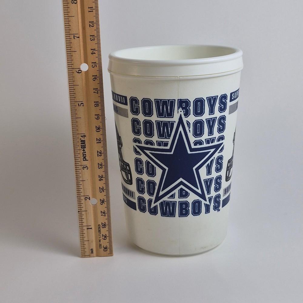 Vintage Dallas Cowboys Super Bowl XXVII Champions 22oz Travel Mug Cup Team NFL - Picture 7 of 7